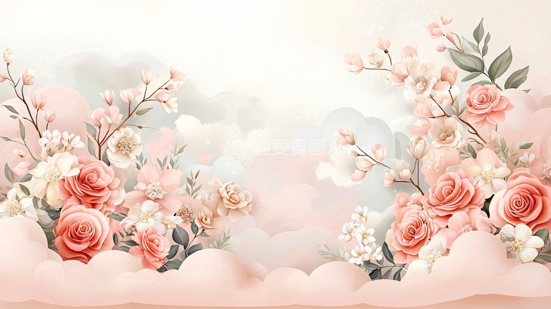 高清大图下载【趣麦麦图】粉色浪漫花卉背景
