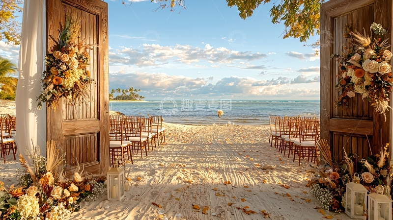 高清大图下载【趣麦麦图】海滩婚礼的浪漫场景