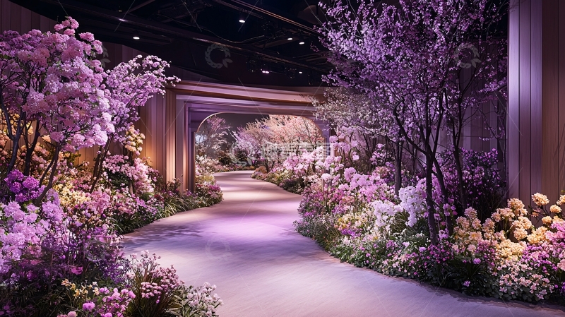 高清大图下载【趣麦麦图】紫色花卉小路