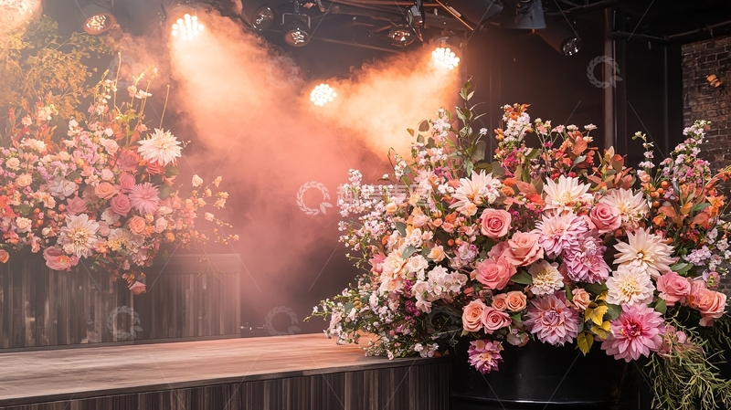 高清大图下载【趣麦麦图】鲜花装饰的舞台背景