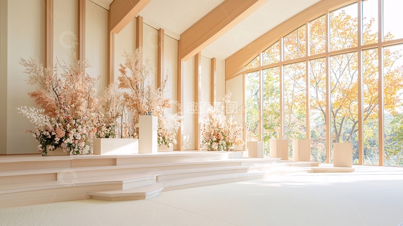 高清大图下载【趣麦麦图】室内米色调大型落地窗