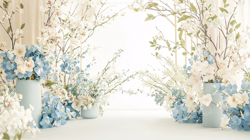 高清大图下载【趣麦麦图】淡雅花卉拱门婚礼现场