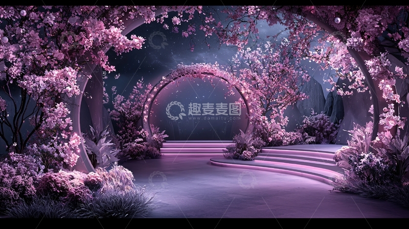 高清大图下载【趣麦麦图】粉色花朵环绕的拱门