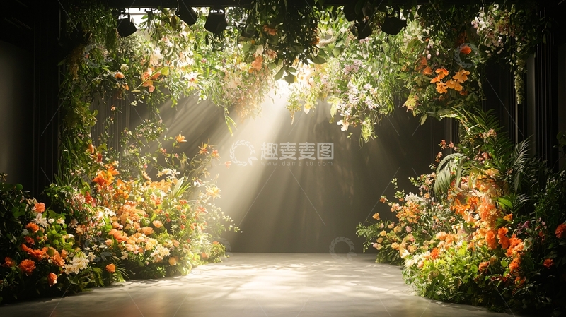 高清大图下载【趣麦麦图】绿植环绕的光线舞台