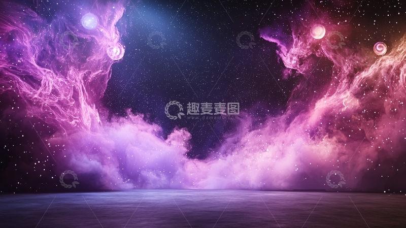 高清大图下载【趣麦麦图】紫色星云空间背景