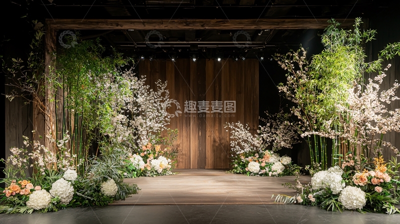 高清大图下载【趣麦麦图】舞台绿植鲜花拱门