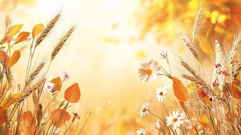 高清大图下载【趣麦麦图】秋日暖阳下的田野花草