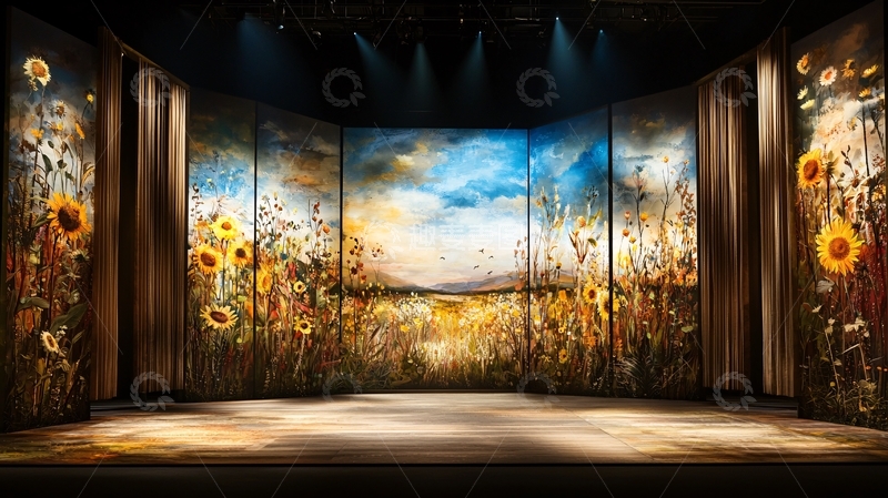 高清大图下载【趣麦麦图】舞台背景向日葵田