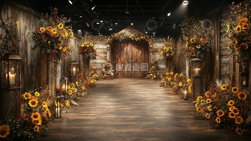 高清大图下载【趣麦麦图】乡村风向日葵婚礼场景