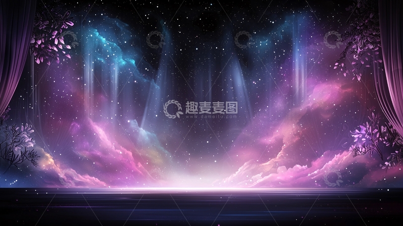 高清大图下载【趣麦麦图】梦幻星空舞台背景