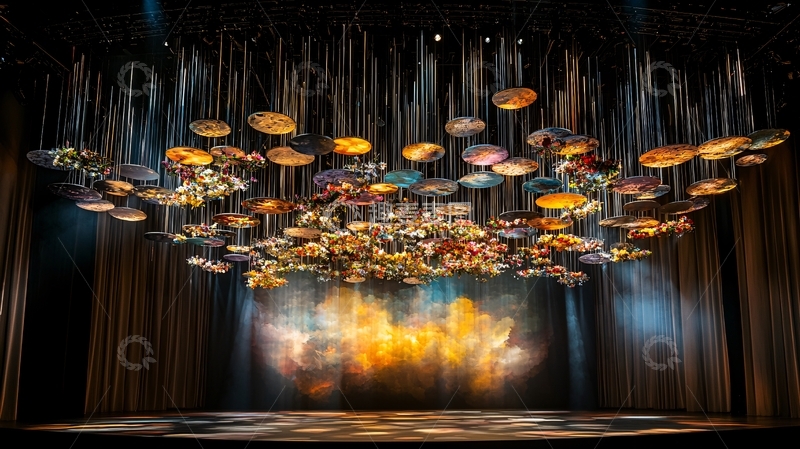 高清大图下载【趣麦麦图】舞台上的花朵悬挂装饰