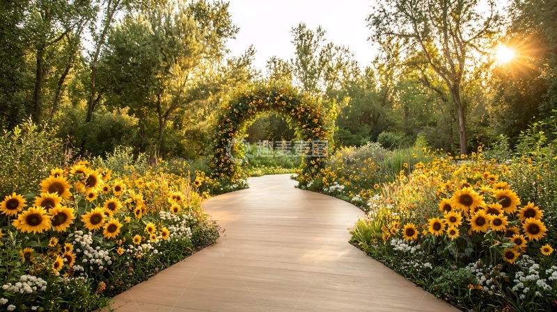 高清大图下载【趣麦麦图】向日葵花园小径