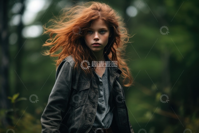 高清大图下载【趣麦麦图】森林里的一位少女