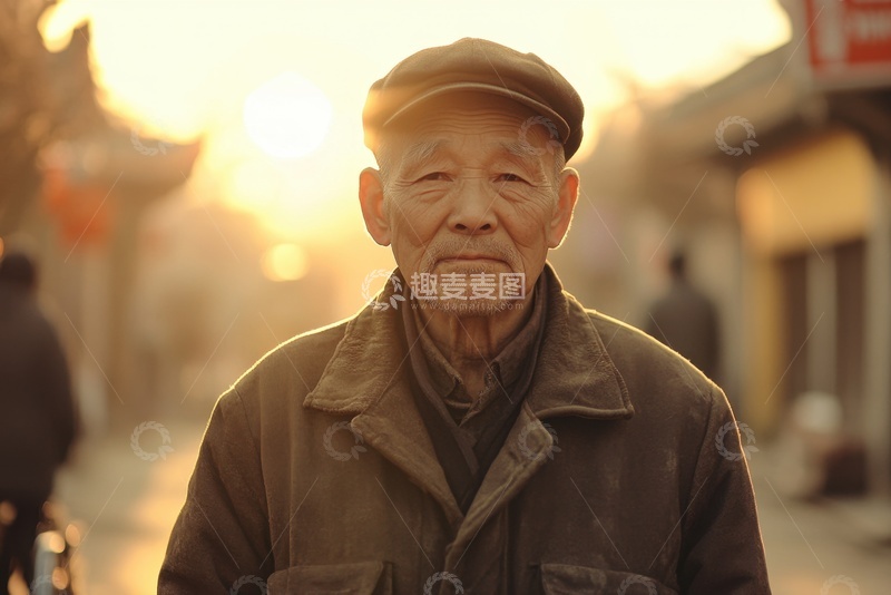 高清大图下载【趣麦麦图】户外的一位老爷爷