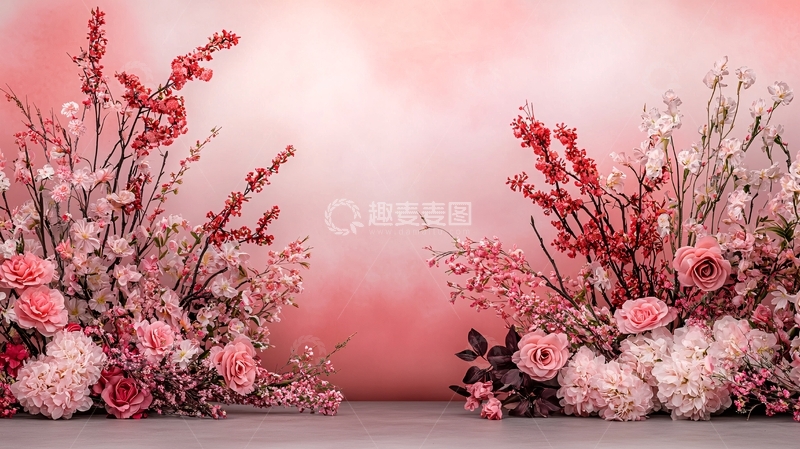 高清大图下载【趣麦麦图】粉色花卉背景