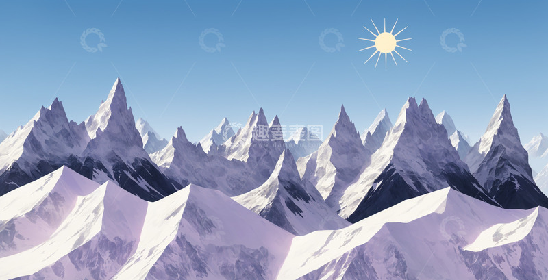 高清大图下载【趣麦麦图】极简几何山脉插画