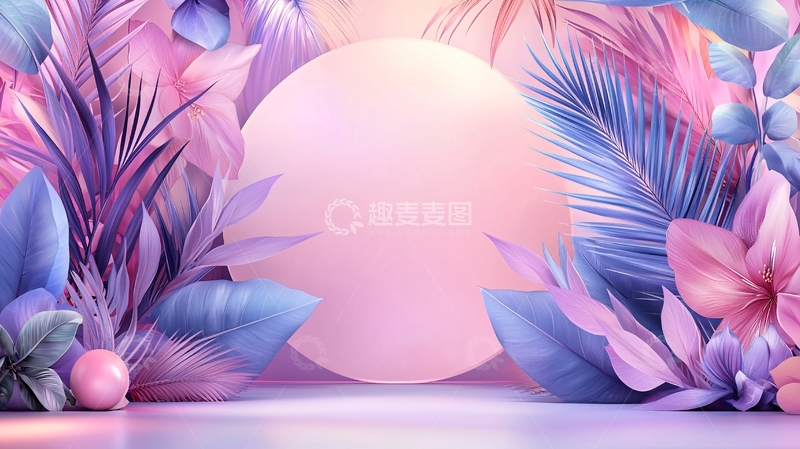 高清大图下载【趣麦麦图】粉色紫色梦幻植物背景