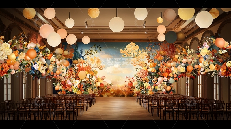 高清大图下载【趣麦麦图】室内花卉装饰婚礼现场