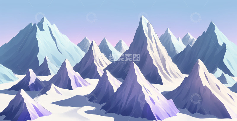 高清大图下载【趣麦麦图】极简几何山脉插画7