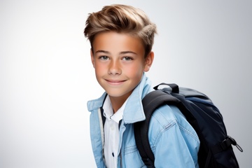 背着书包的小男孩