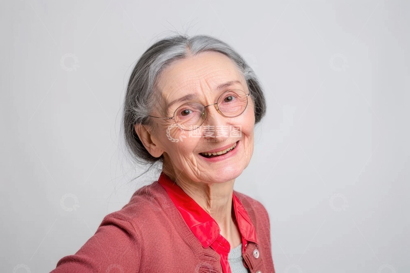 高清大图下载【趣麦麦图】带着眼镜的一位老奶奶