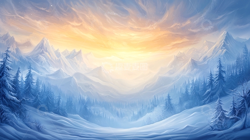 高清大图下载【趣麦麦图】冬日雪山景色