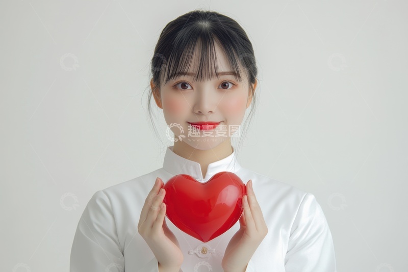 高清大图下载【趣麦麦图】-拿着一颗爱心的少女