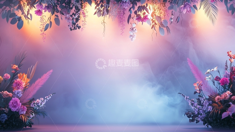 高清大图下载【趣麦麦图】梦幻花卉紫色背景