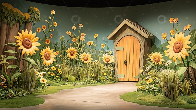 高清大图下载【趣麦麦图】向日葵小屋高清图片