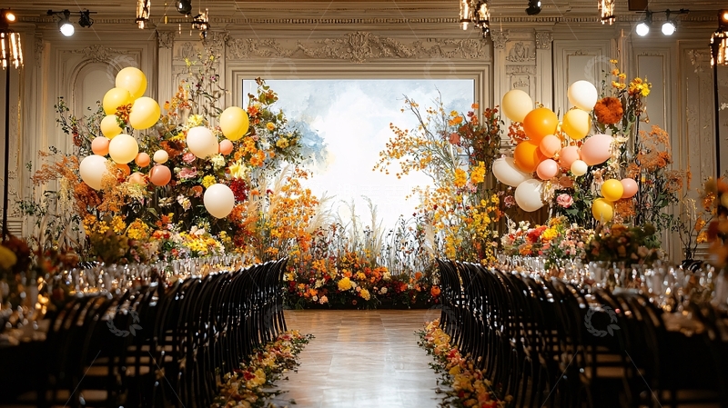 高清大图下载【趣麦麦图】奢华宴会厅气球花艺