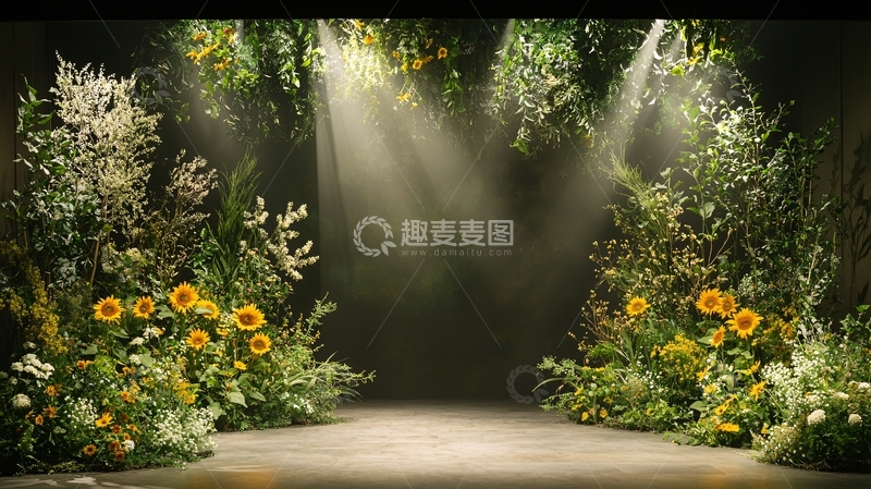 高清大图下载【趣麦麦图】森林光束植物舞台背景