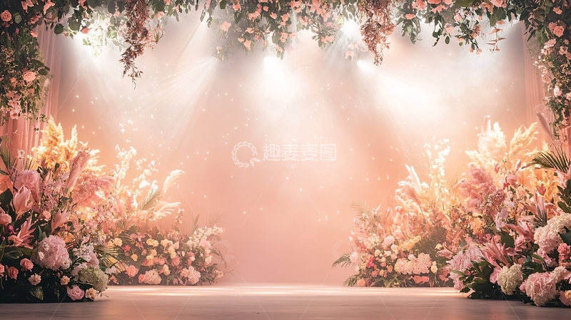 高清大图下载【趣麦麦图】鲜花环绕的舞台背景