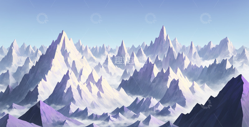 高清大图下载【趣麦麦图】极简几何山脉插画4