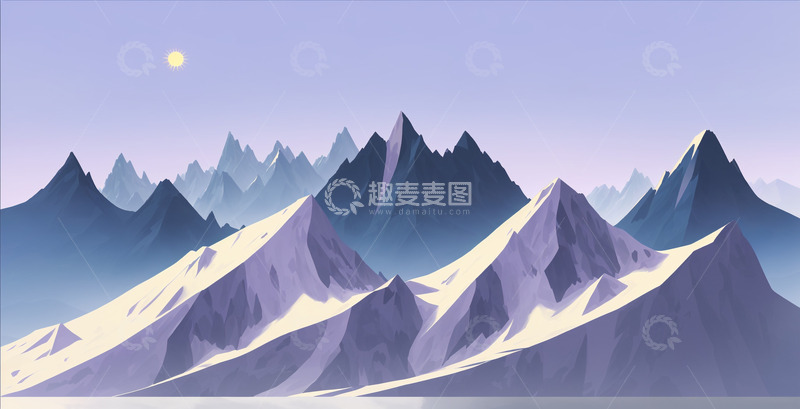 高清大图下载【趣麦麦图】极简几何山脉插画1