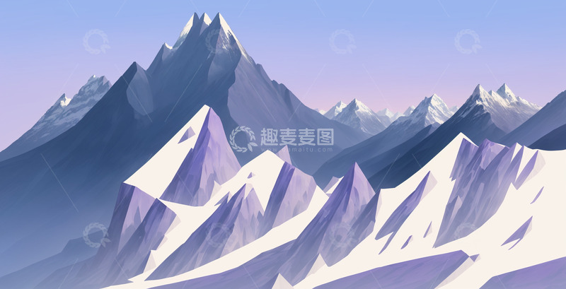 高清大图下载【趣麦麦图】极简几何山脉插画5