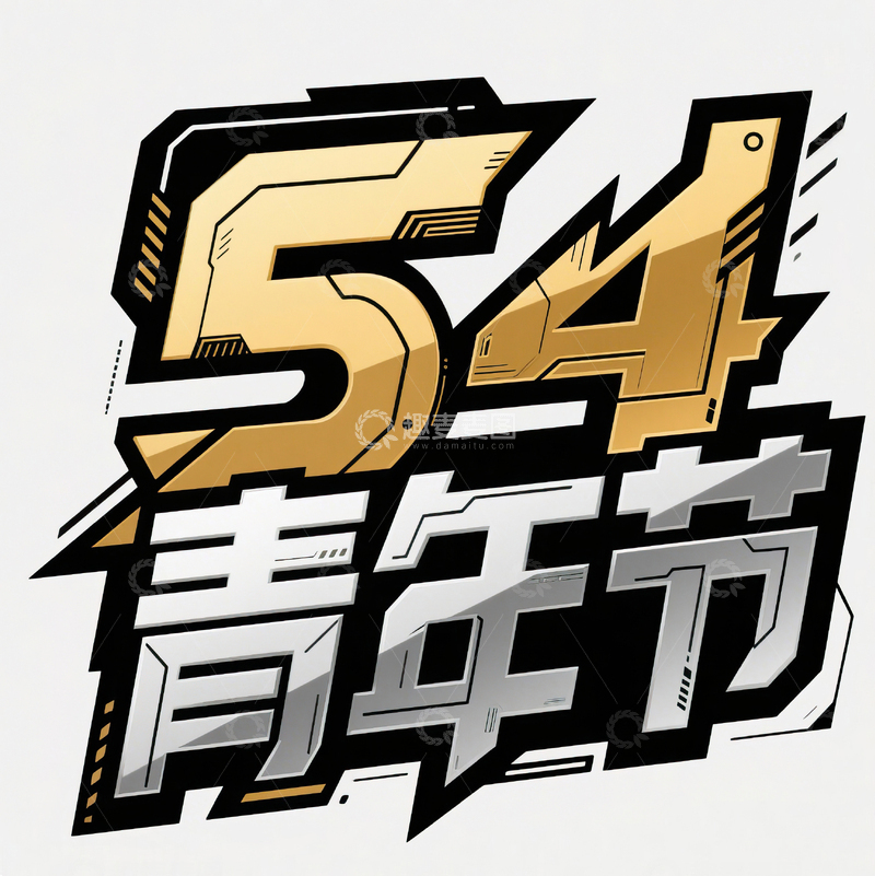 高清大图下载【趣麦麦图】54青年节科技机械感艺术字设计24