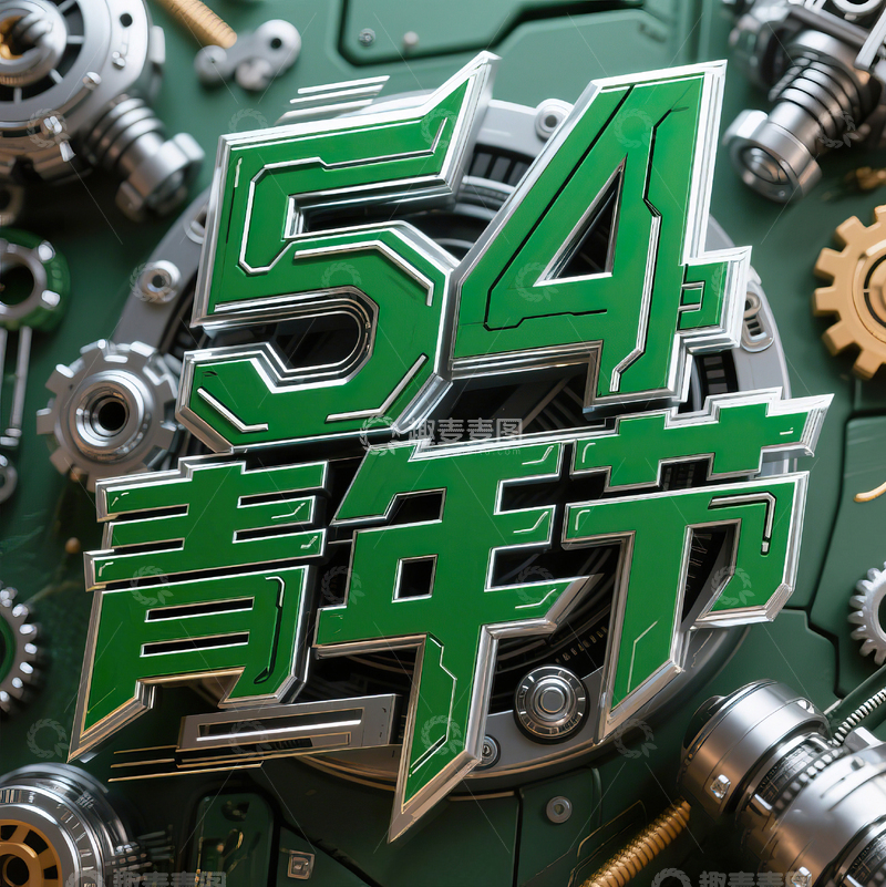 高清大图下载【趣麦麦图】54青年节科技机械感艺术字设计17