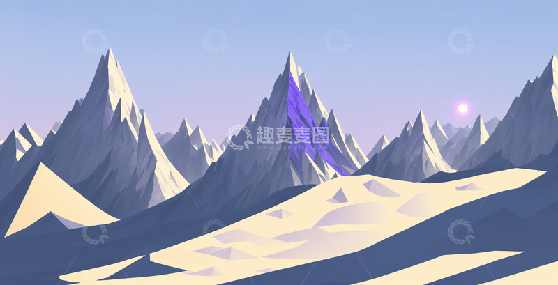 高清大图下载【趣麦麦图】极简几何山脉插画2