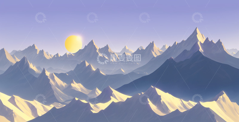 高清大图下载【趣麦麦图】极简几何山脉插画3