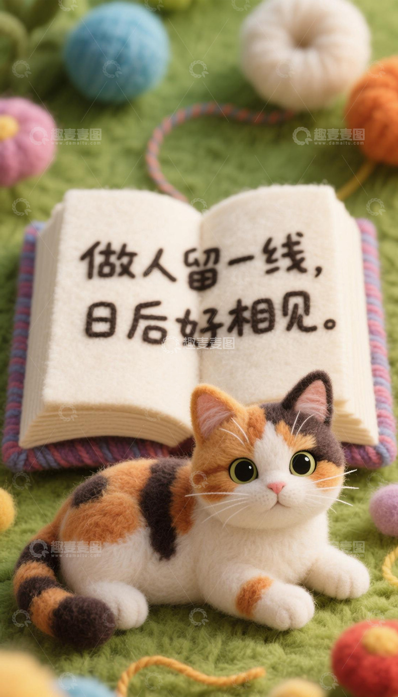 高清大图下载【趣麦麦图】猫咪羊毛毡画2