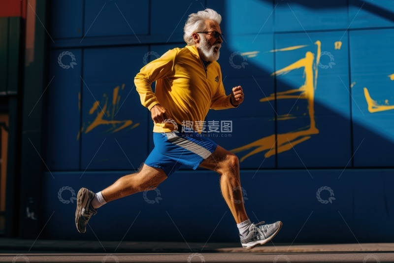 高清大图下载【趣麦麦图】跑步锻炼的老人
