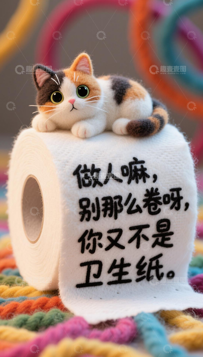 高清大图下载【趣麦麦图】猫咪羊毛毡画