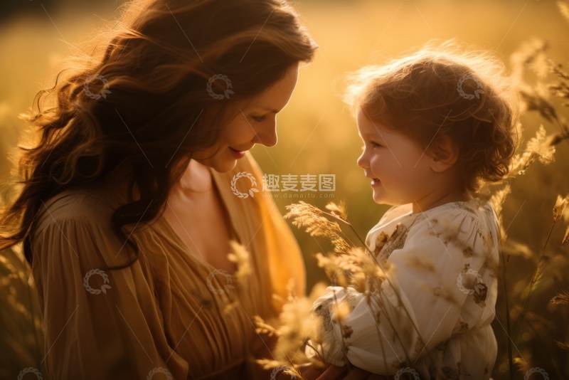 高清大图下载【趣麦麦图】母亲和小孩一起在户外