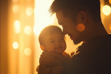 抱着幼儿的父亲