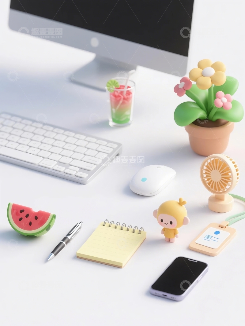 高清大图下载【趣麦麦图】3d卡通办公用品桌面装饰