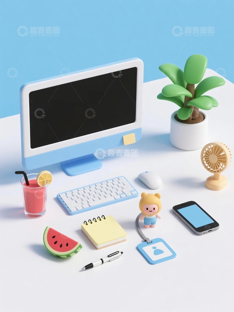 高清大图下载【趣麦麦图】3d卡通办公用品桌面装饰13