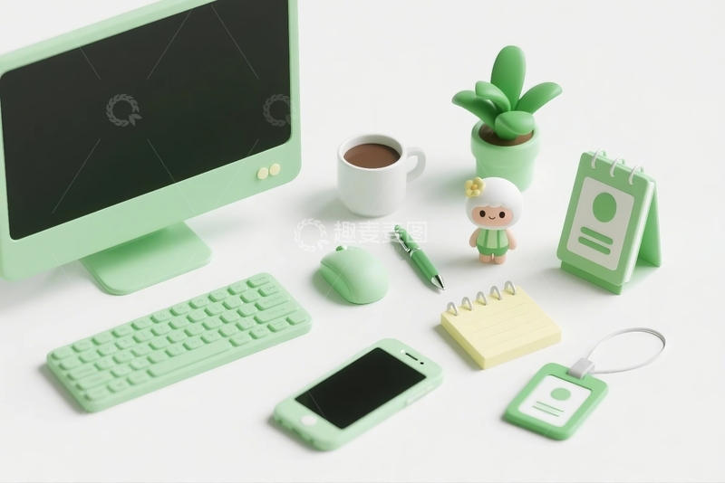 高清大图下载【趣麦麦图】3d卡通办公用品桌面装饰9