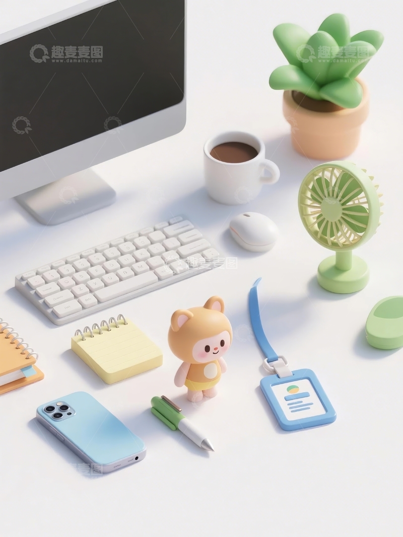 高清大图下载【趣麦麦图】3d卡通办公用品桌面装饰7