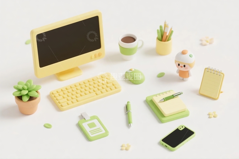 高清大图下载【趣麦麦图】3d卡通办公用品桌面装饰10