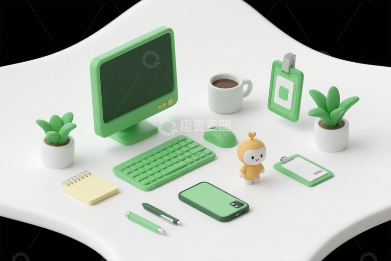 高清大图下载【趣麦麦图】3d卡通办公用品桌面装饰6